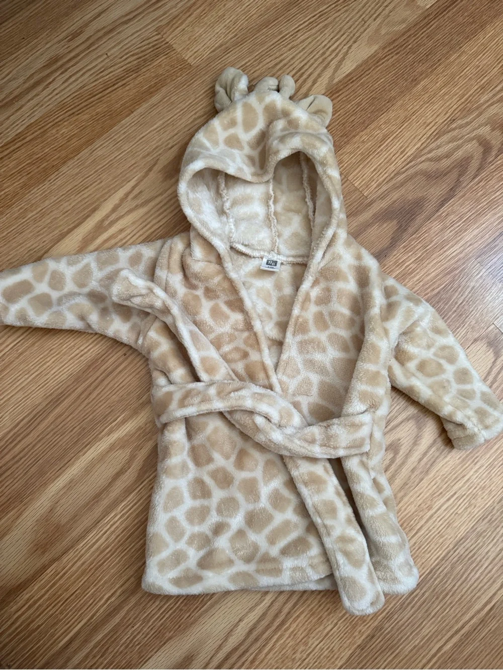 Plush Giraffe Hooded Kids Robe - Beige